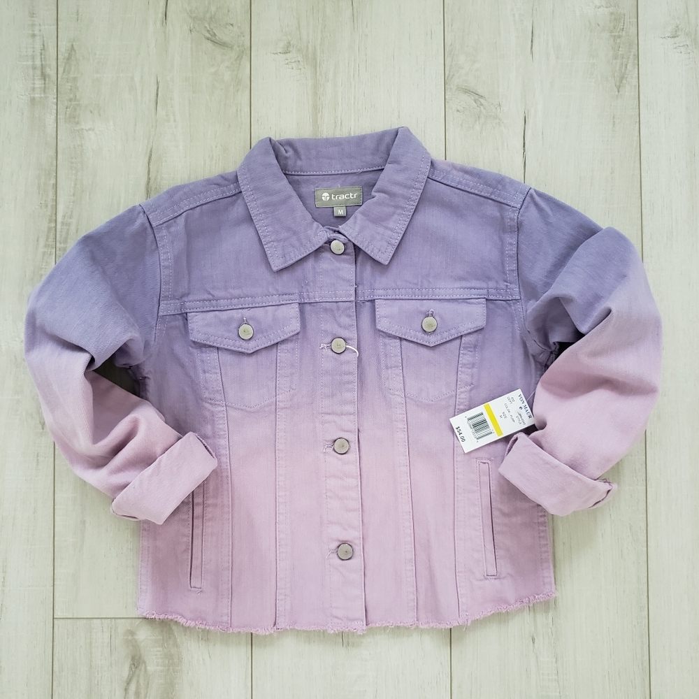 Girls Fall Jacket Cotton Denim Jeans Size M Pastel Purple